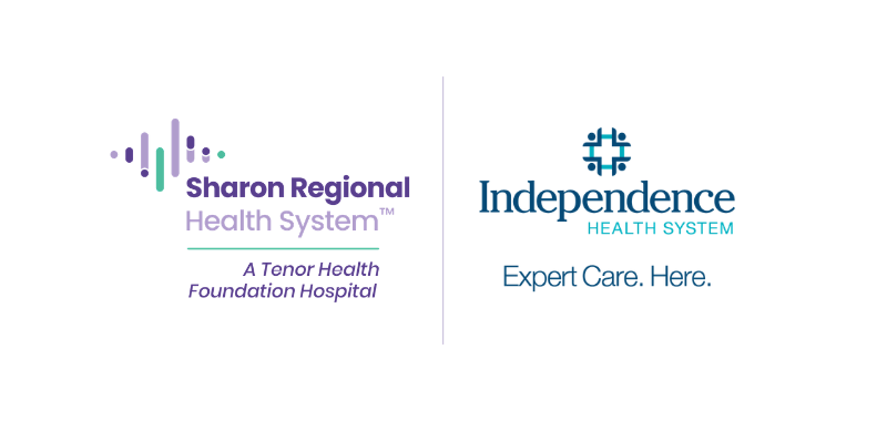 Sharon Regional and Independence Health System logos.